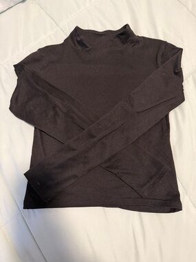 Women's Black Long Sleeve Mock Neck Top
